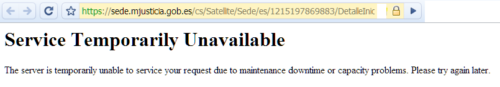 Web Ministerio de Justicia no funciona